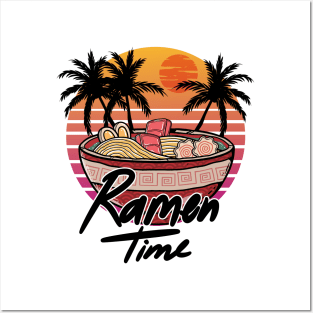 Ramen Time Summer Vaporwave Aesthetics  Palm Trees Posters and Art